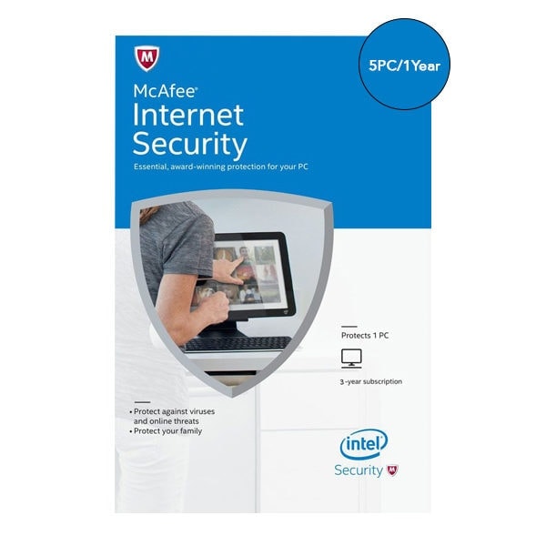 McAfee Internet Security Antivirus – 5 PCs, 1 Year