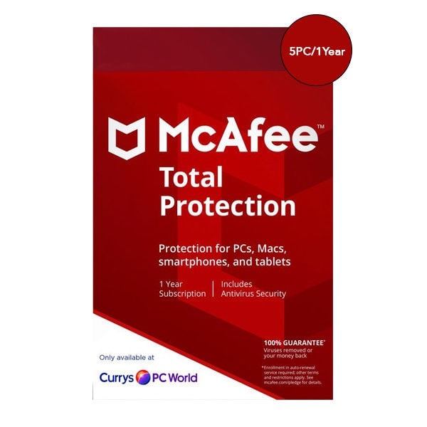 McAfee Total Protection Antivirus – 5 PCs, 1 Year