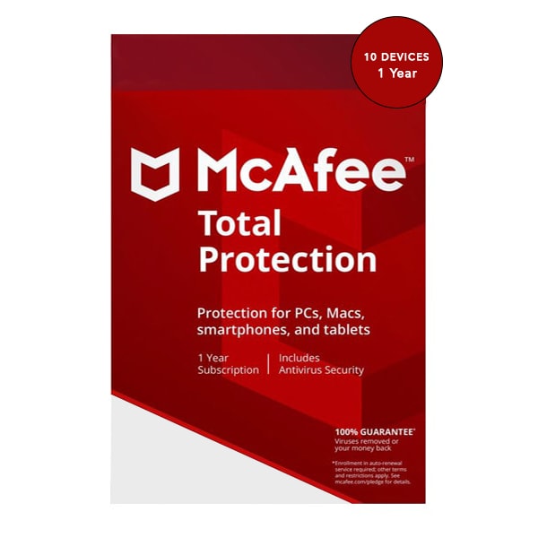 McAfee Total Protection Antivirus – 10 PCs, 1 Year