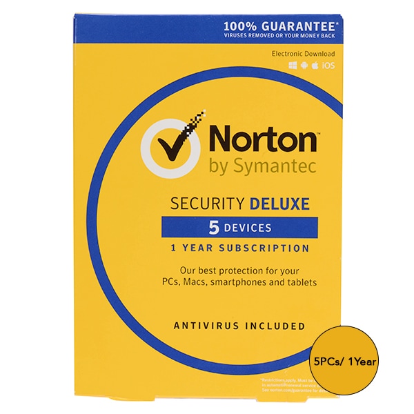 Norton Security Deluxe – 5 PCs, 1 Year